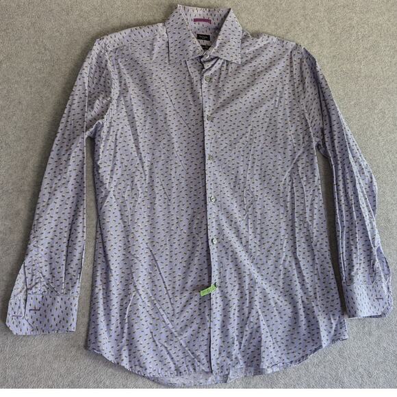 PAUL SMITH Men Dress Shirt Size 39 Slim Fit Dandelions‎ Button Up Preppy Italy - Picture 1 of 10